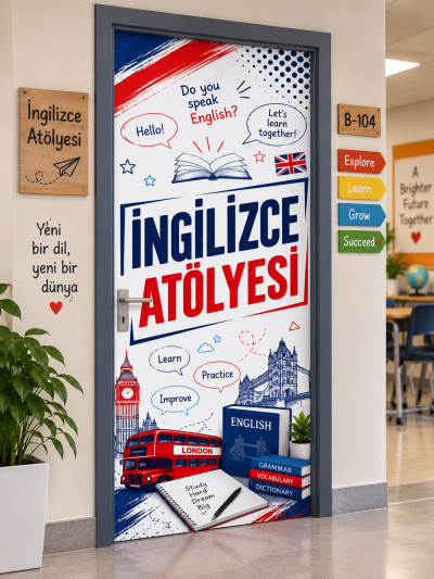 İngilizce Atölyesi Kapı Giydirme – Okul Kapı Tasarımı