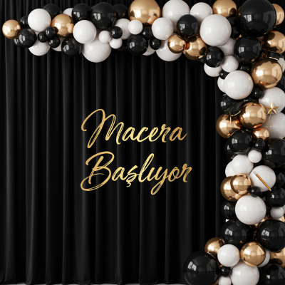 Macera Başlıyor Okula Dönüş Fotoğraf Panosu – Siyah Gold