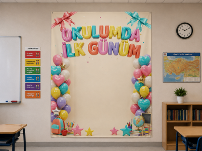 Okulumda İlk Gün Fotoğraf Panosu – Renkli Balonlar 2
